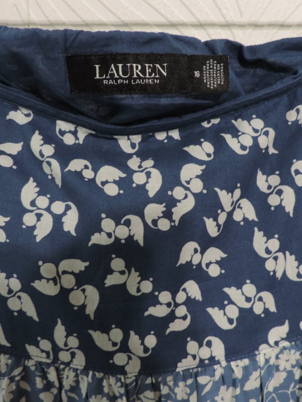 New RALPH LAUREN Patchwork Floral Voile Tiered Skirt sz 16 NWT Blue and Cream - Picture 10 of 16
